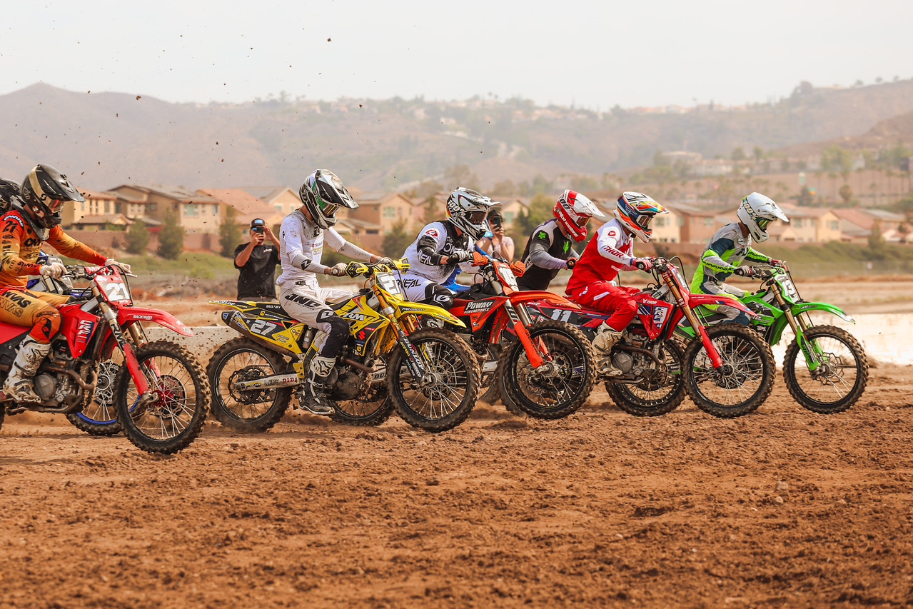 Moto 4 Kids racers launching off the gate during Round 1 at Lake Elsinore Raceway